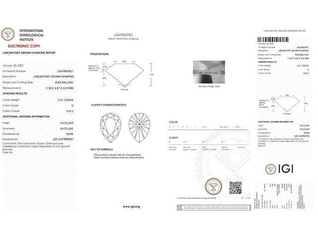 2.01ct d vvs2 with igi certificate - afbeelding 4 van  4