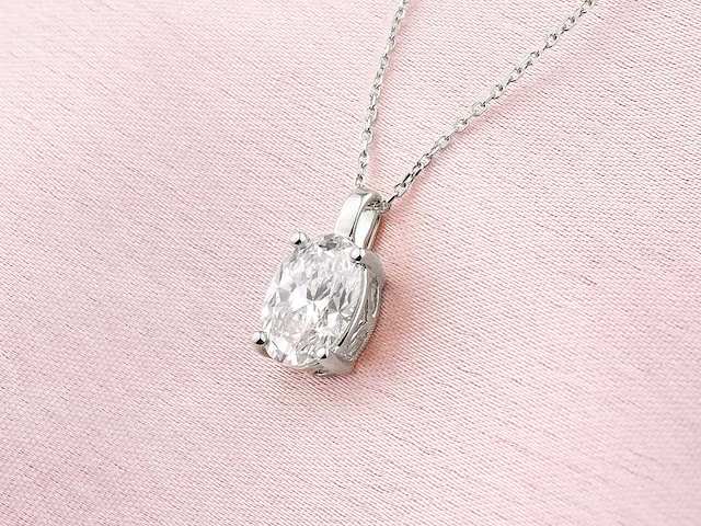 2.01cts lab grown diamond necklace with pendant 18 inch - afbeelding 8 van  8