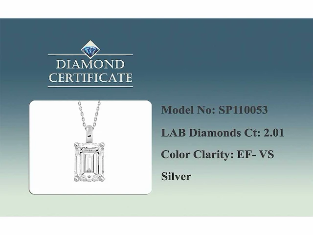 2.01cts lab grown diamond necklace with pendant 18 inch - afbeelding 9 van  9