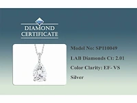 2.01cts lab grown diamond necklace with pendant 18 inch - afbeelding 6 van  6