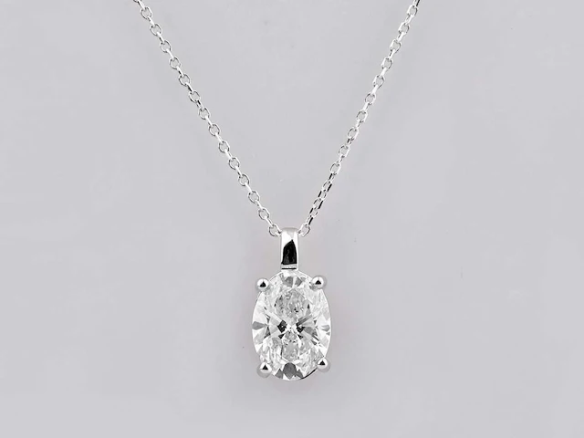 2.01cts lab grown diamond necklace with pendant 18 inch - afbeelding 1 van  9