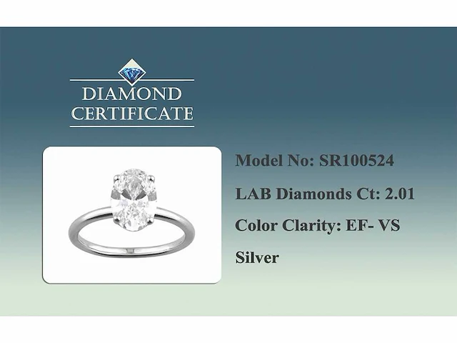 2.01cts lab grown diamond ring size-eu-54 - afbeelding 9 van  9