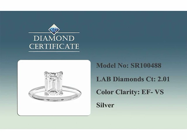 2.01cts lab grown diamond ring size-eu-54 - afbeelding 9 van  9