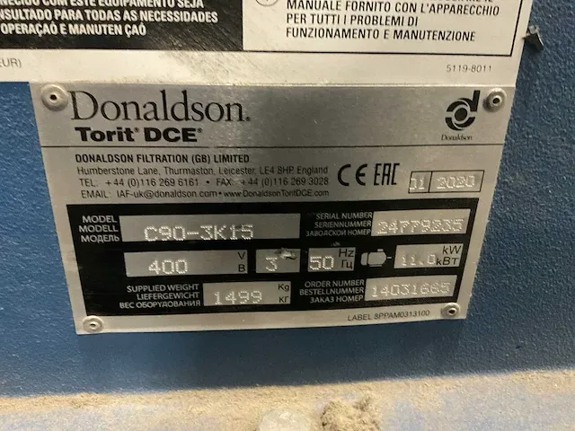 2020 donaldson c90-3k15 stoffilter - afbeelding 4 van  4