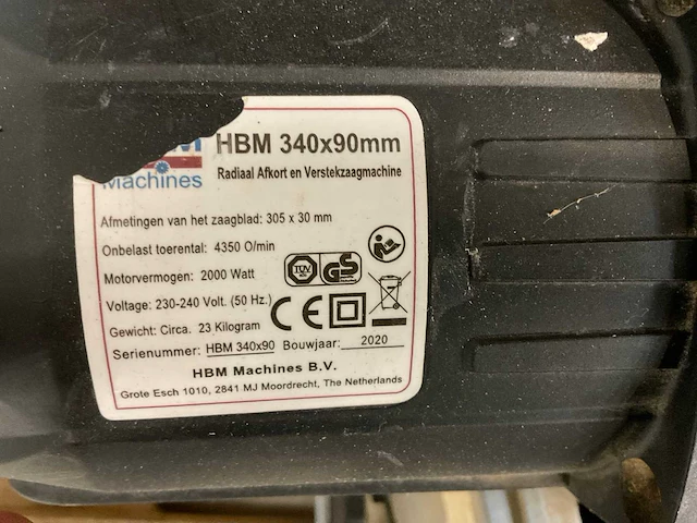 2020 hbm 340x90 radiaal afkort en verstekzaagmachine - afbeelding 6 van  6