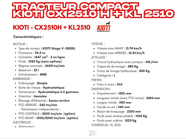 2020 kioti cx2510+kl2510 minitractor - afbeelding 43 van  51