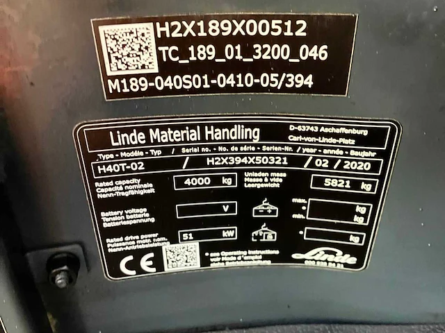 2020 linde h40t vorkheftruck - afbeelding 73 van  75