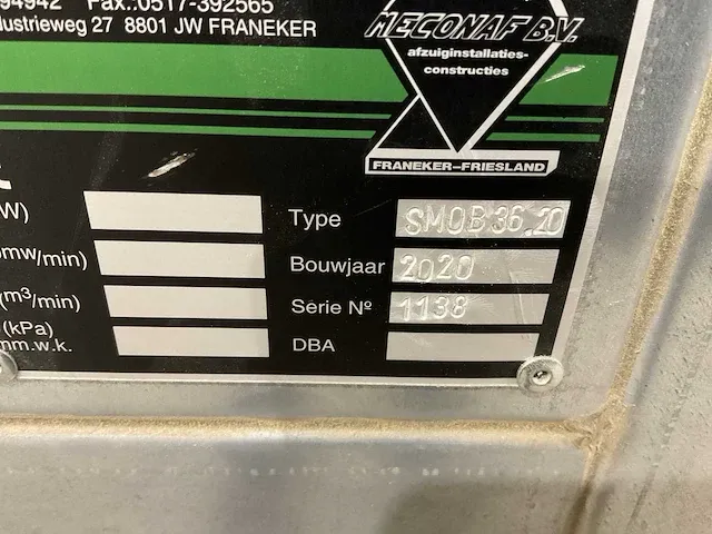 2020 meconaf sm0b36.20 filterafzuiginstallatie - afbeelding 9 van  9