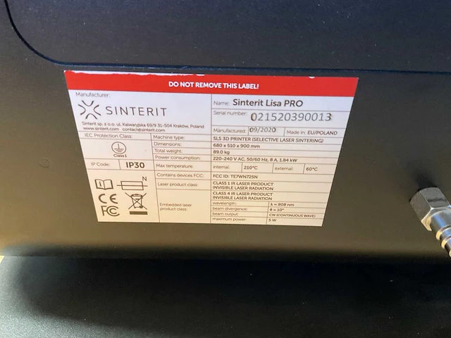 2020 sinterit lisa pro 3d-printmachine (2x) - afbeelding 28 van  28
