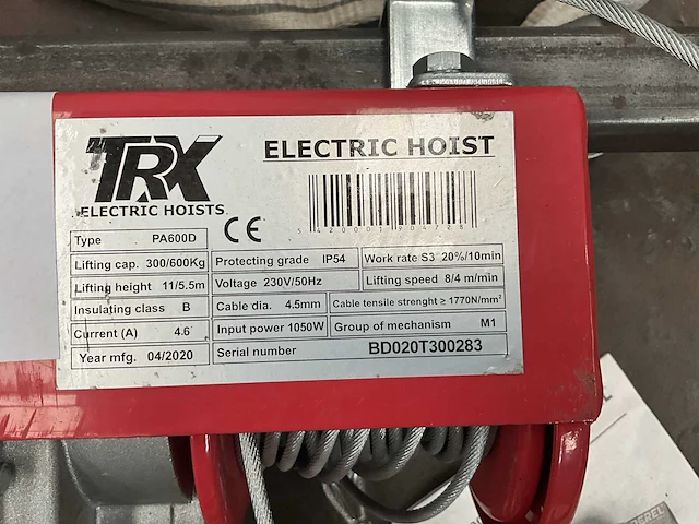 2020 trx pa600d electrische hijslier - afbeelding 2 van  3