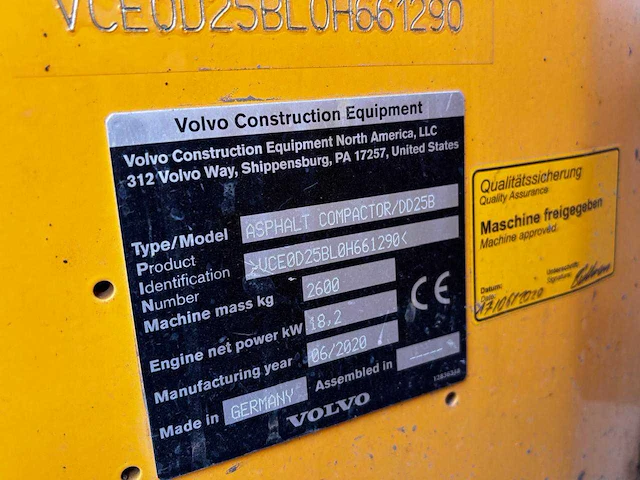 2020 volvo dd25b dubbel drum wals - afbeelding 7 van  25