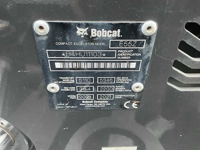 2021 bobcat e55z (compact excavator) - afbeelding 26 van  33