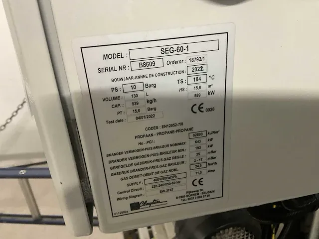 2021 clayton seg-60-1 stoomgenerator - afbeelding 5 van  26