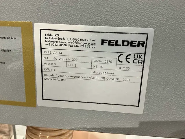 2021 felder af14 filterafzuiginstallatie - afbeelding 6 van  7