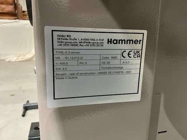 2021 hammer k3 winner paneelcirkelzaagmachine - afbeelding 2 van  11