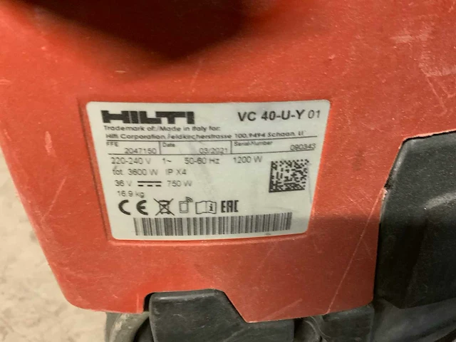 2021 hilti vc 40-u-y industriële stofzuiger - afbeelding 5 van  9