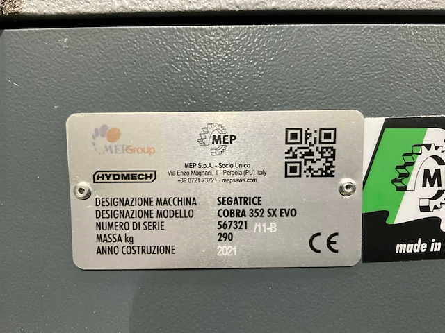 2021 hydmech sénatrice cobra 352 sx evo afkortcirkelzaagmachine semi automatisch - afbeelding 20 van  27