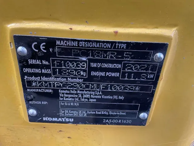 2021 komatsu pc18mr-5 minigraafmachine - afbeelding 6 van  14
