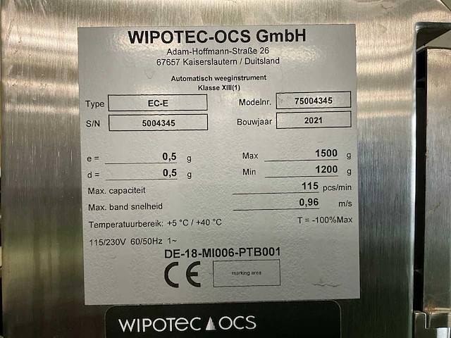 2021 ocs wipotec 75004345 digitale weegschaal - afbeelding 6 van  6
