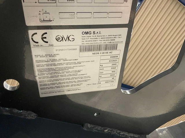 2021 omg neos ii 20se ac reach truck - afbeelding 13 van  22