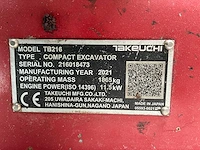 2021 takeuchi tb216 minigraafmachine - afbeelding 21 van  28