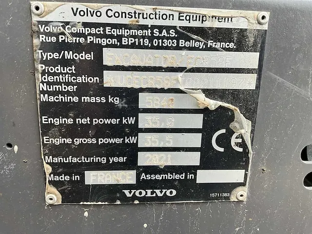 2021 volvo ecr58f midigraafmachine - afbeelding 18 van  25