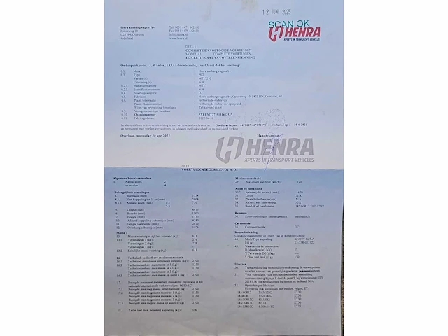 2022 henra plateau / multitransporter mtm 2700kg - afbeelding 7 van  15