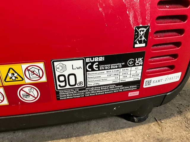 2022 honda eu22i stroomgroep - afbeelding 4 van  4
