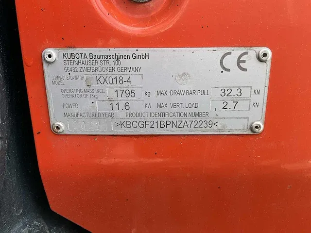 2022 kubota kx018-4 minigraafmachine - afbeelding 17 van  24