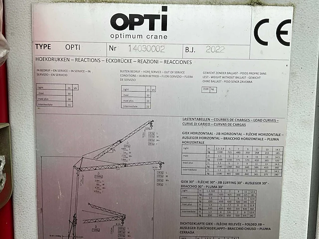 2022 opti optimum crane - torenkraan - afbeelding 7 van  78