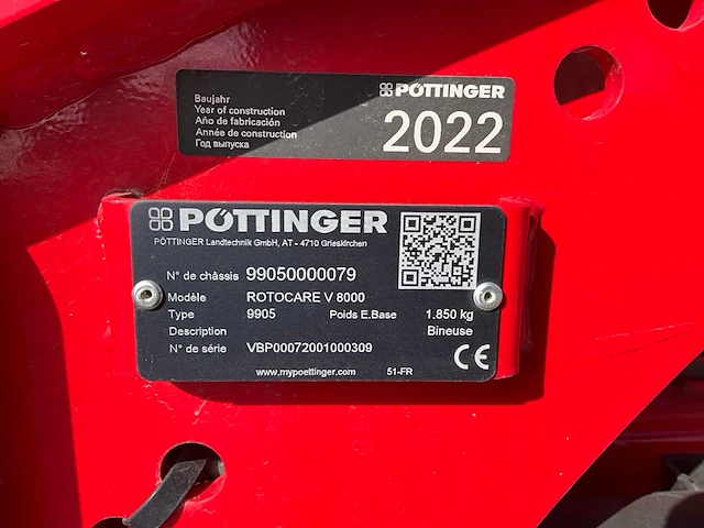 2022 pottinger rotocare v8000 schoffel machine - afbeelding 17 van  18