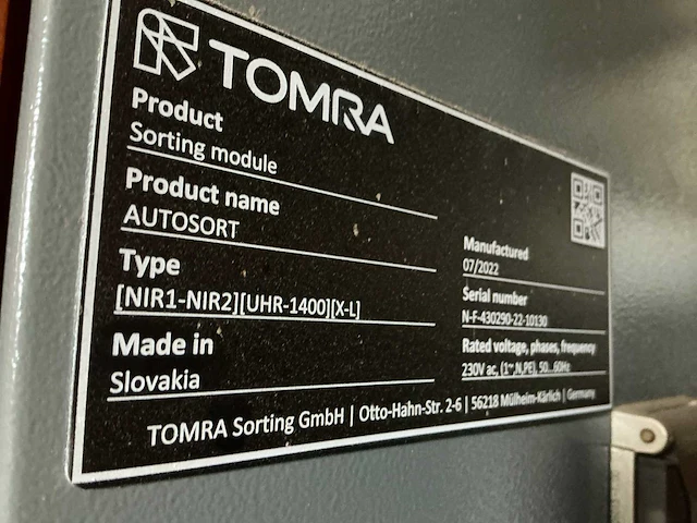 2022 tomra autosort sorteermachine nir1-nir2 uhr-1400 xl - afbeelding 6 van  13