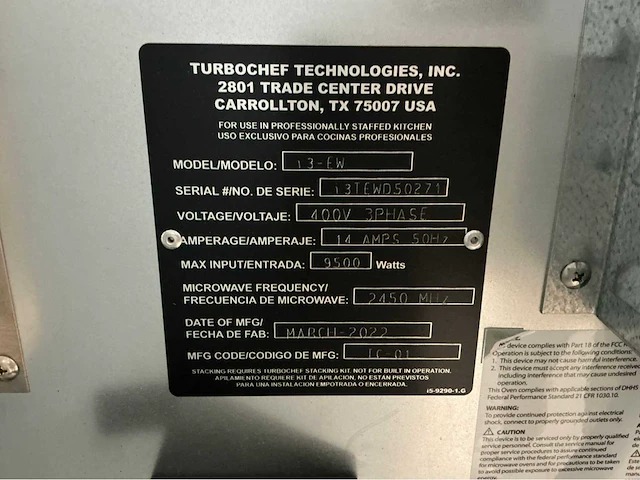 2022 turbochef i3 high-speed oven - afbeelding 13 van  15