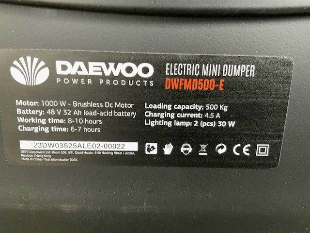 2023 daewoo dwfmd500-e elektrische dumper - afbeelding 15 van  15
