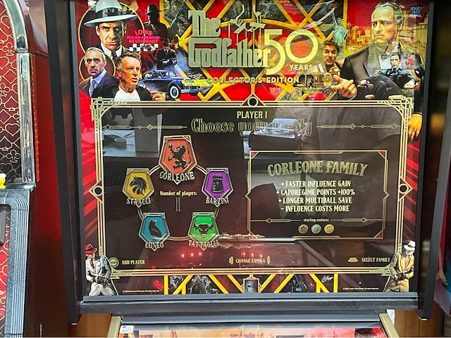 2023 jack pinball the godfather collector edition flipperkast jersey - afbeelding 10 van  13