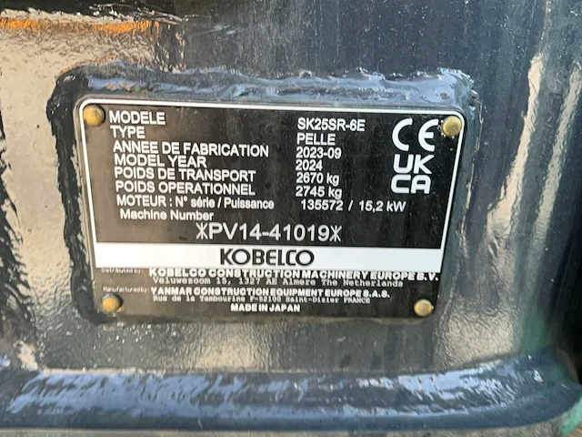 2023 kobelco sk25sr-6e minigraafmachine - afbeelding 24 van  31