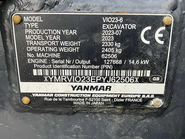 2023 yanmar vio23-6 classic plus minigraafmachines - afbeelding 19 van  26
