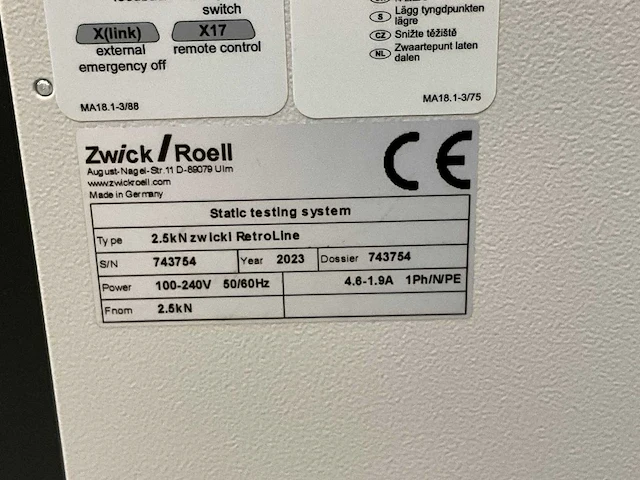 2023 zwick/roell retroline 2.5 kn zwicki materiaaltester - afbeelding 8 van  9