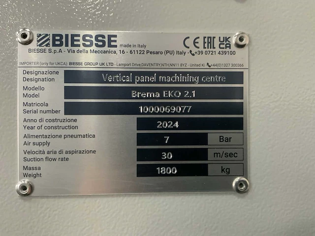 2024 biesse brema eko 2.1 verticale cnc bewerkingscentra - afbeelding 10 van  10