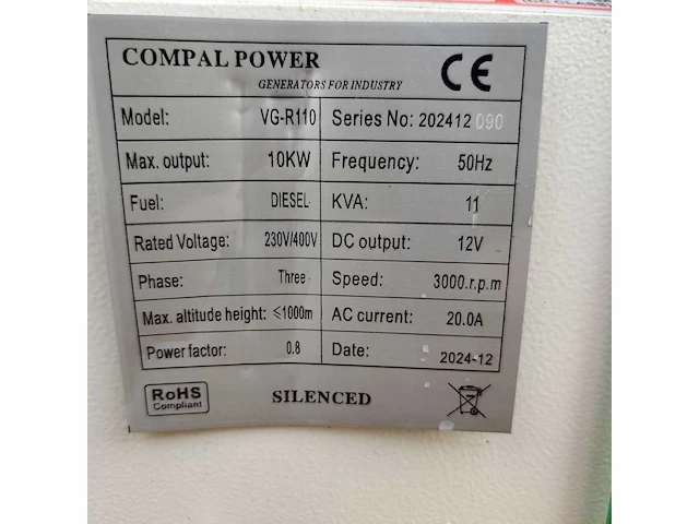 2024 compal power vg-r110 stroomgenerator - afbeelding 3 van  8