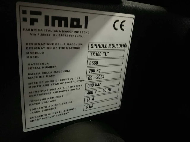 2024 fimal tx 160 l zwenkspindel freesmachine/toupie - afbeelding 2 van  11