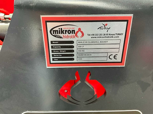 2024 mikron hidrolik mhk-e100 clamshell bucket graafbak 100cm - afbeelding 3 van  11