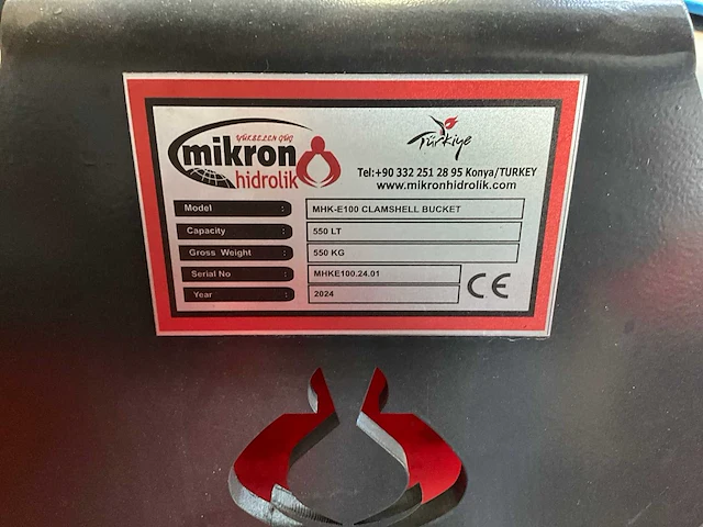2024 mikron hidrolik mhk-e100 clamshell bucket graafbak 100cm - afbeelding 3 van  11