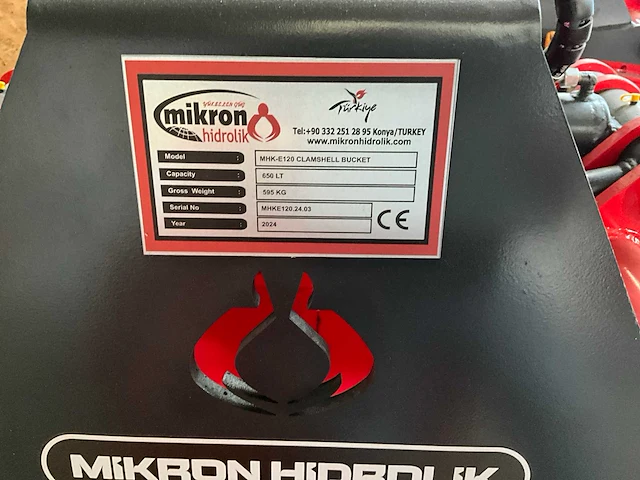 2024 mikron hidrolik mhk-e120 clamshell bucket graafbak 120 cm - afbeelding 6 van  14