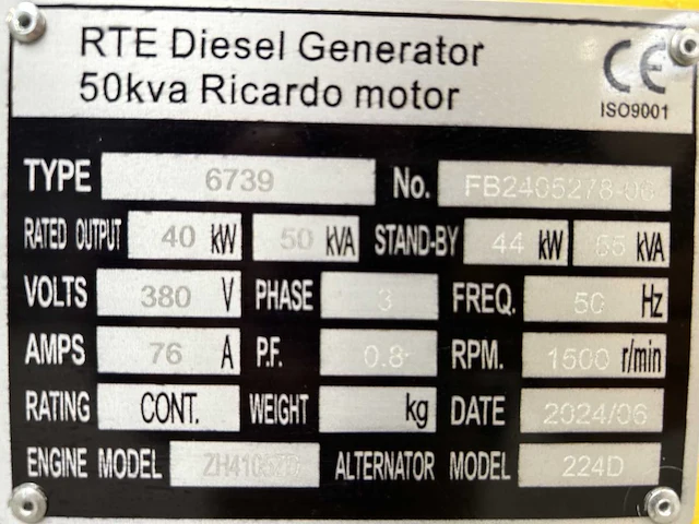 2024 rte 6739 diesel generator 50kva - afbeelding 2 van  35