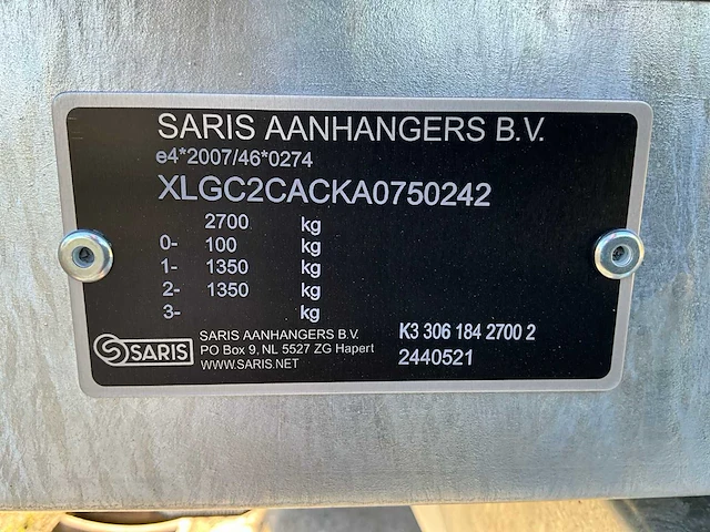 2024 saris c2c kipper aanhangwagen - afbeelding 9 van  18