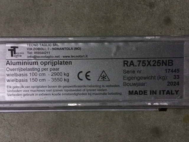 2024 tecno taglio ra.75x25nb paar aluminium oprijplaten met lip - afbeelding 6 van  6