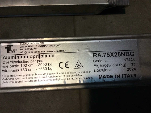 2024 tecno taglio ra.75x25nbg paar aluminium oprijplaten met haak - afbeelding 6 van  6