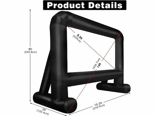 20x opblaasbaar projectiescherm diagonaal 427cm (14feet) - afbeelding 2 van  4