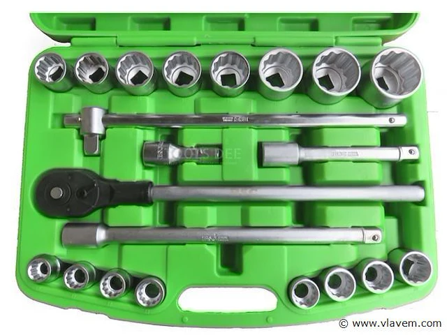 21 delige doppenset 3/4" met ratel bsc - afbeelding 1 van  2